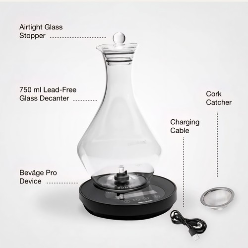 NIB Award Winning Bevage Pro Electronic GlassDecanter OSR & WAG Technology USB - 第 11/12 張圖片