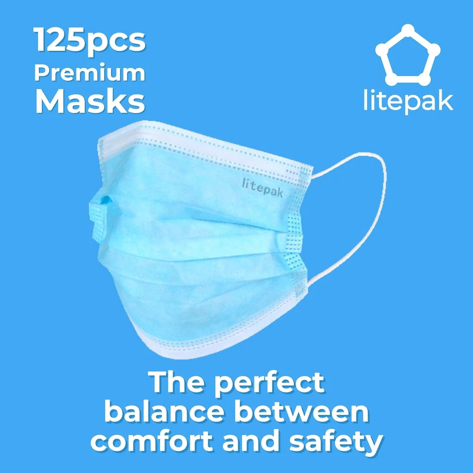 125-Pack Disposable Face Mask Premium Comfort Earloops with Dispenser Box - Image 4 of 4