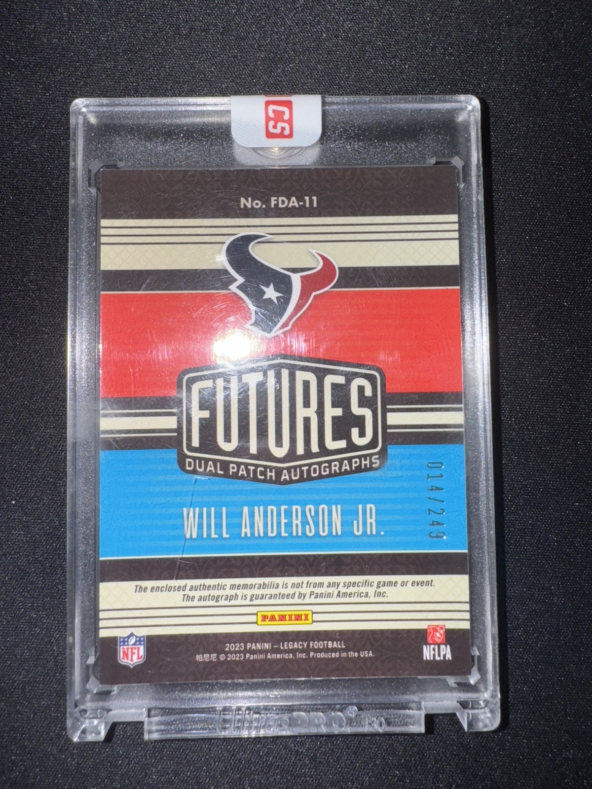 2023 Panini Legacy WILL ANDERSON Gold Rookie Patch Auto RPA Texans /249 SEALED view 7