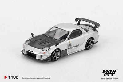 MINI GT #1106 Mazda RX-7 RE-Amemiya Silver Metallic RHD Model Car