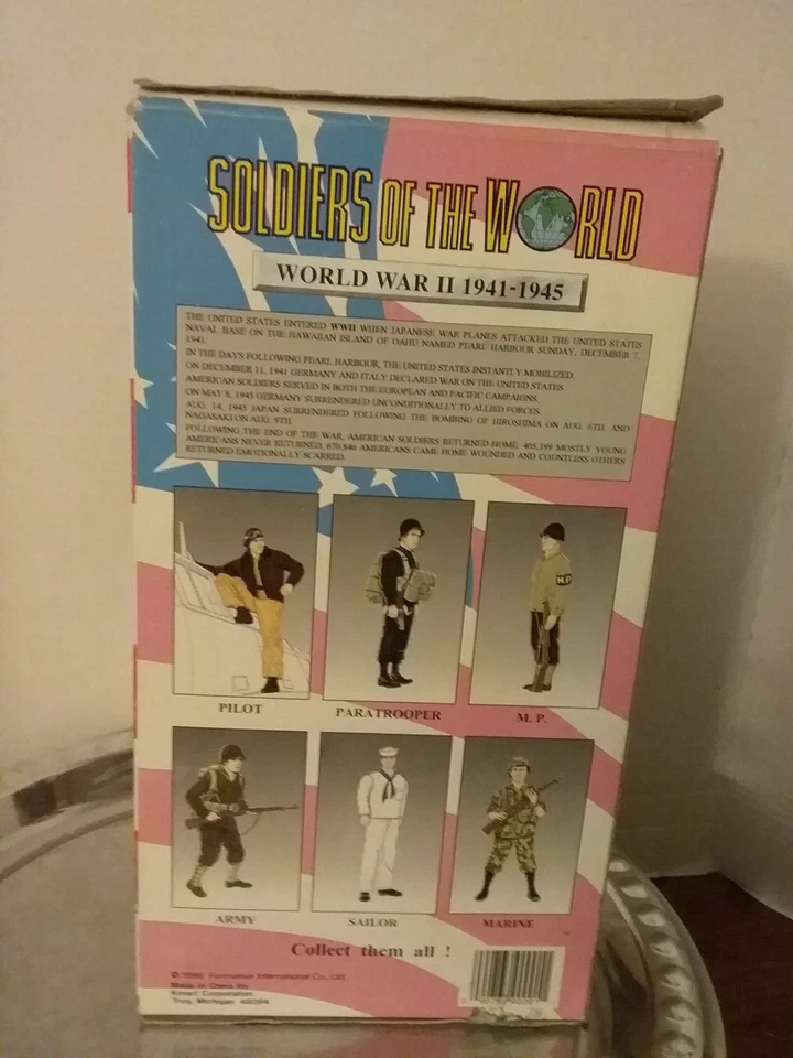 Figura Soldados del Mundo Segunda Guerra Mundial Ejército de Estados Unidos 12" 1996 Nueva en caja Foto 2 de 4