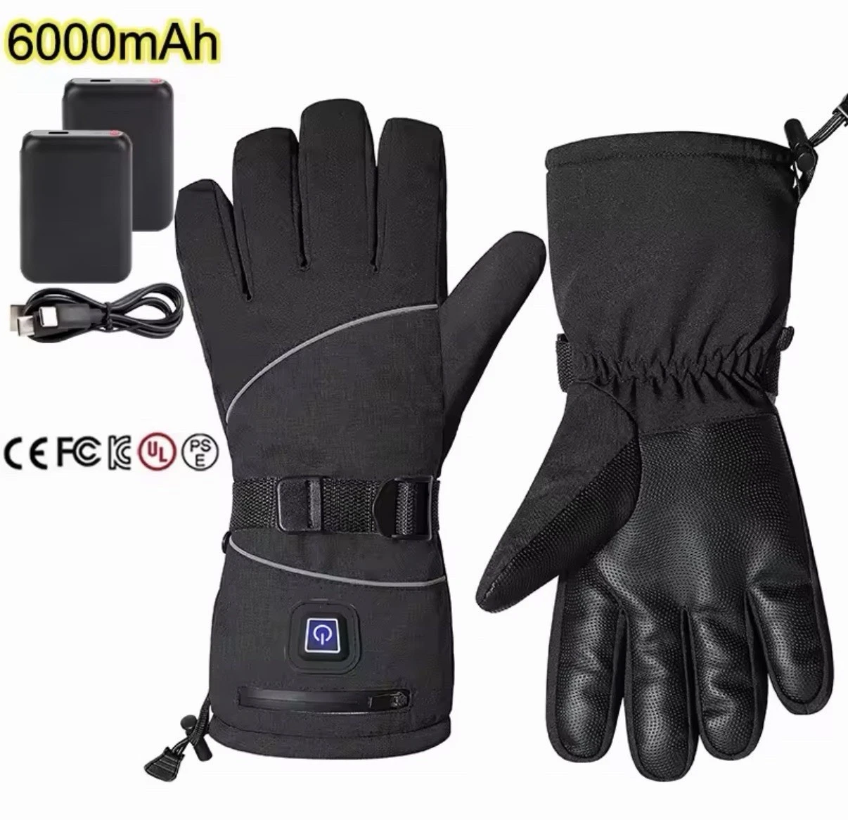 Heated Winter Gloves 6000mAh-Waterproof - 3 Heat Levels - Rechargeable - Unsex