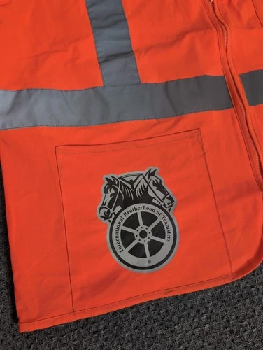 Yellow Freight Safety Vest Reflective Teamsters American Flag Large image 2