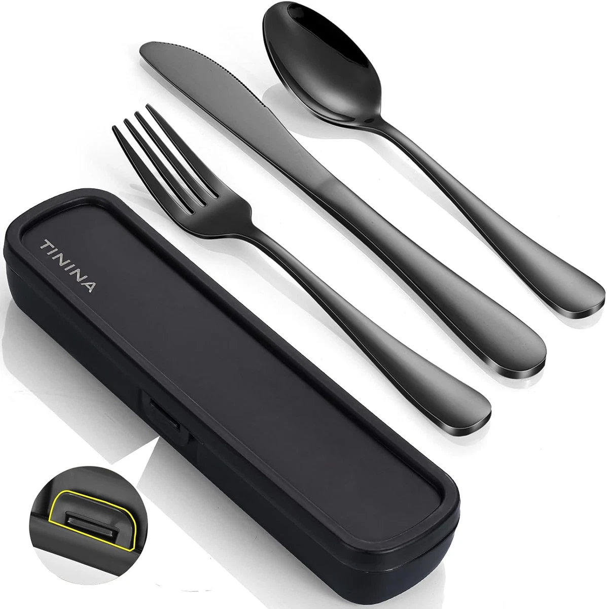 Göffel Camping Besteck Set – Edelstahl Spork In Grün, Mit Etui, Wiederverwendbar, Leicht, Für Unterwegs