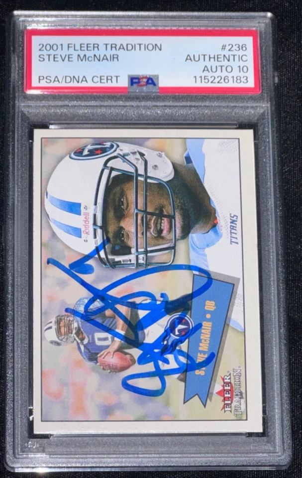 Steve McNair "MVP" 2001 Fleer Tradition Signed RC Autographed Card PSA 10 Auto - Image 2 of 4