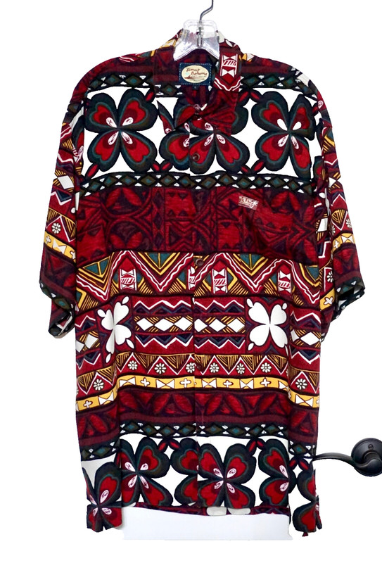 Tommy Bahama Nassau Original Men's SS Rayon Red Floral Buttoned Hawaiian Shirt L