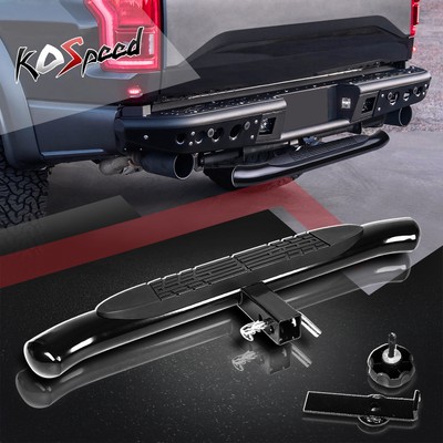 Black 37''x 4'' Pedal Oval 2'' Receiver Trailer Towing Tailgate Hitch Rear Step Bar