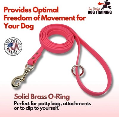 Jim Hodges Dog Training Pink Biothane Standard Dog Leash, Solid Brass O-Ring