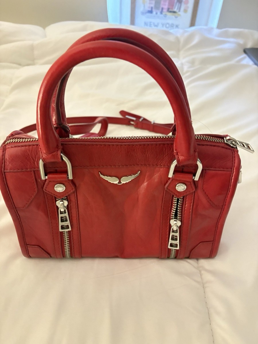 Zadig & Voltaire Red Silver Hardware Zipper Logo Accent Satchel