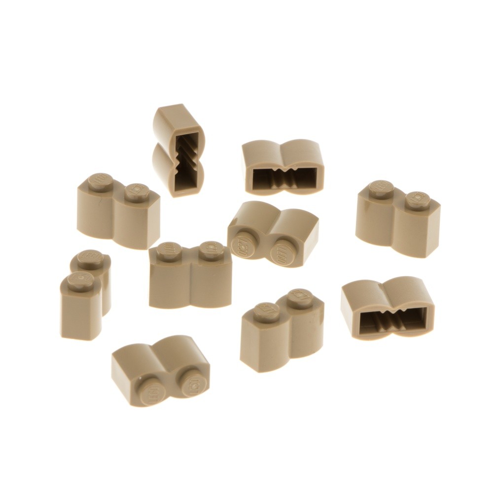 10x lego Construction Stone Modified 1x2x1 Dark Beige Palisade Block Profile 301
