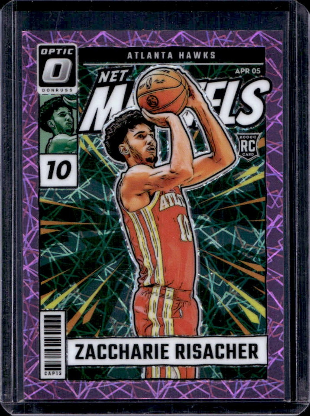 2024-25 Donruss Optic Zaccharie Risacher Net Marvels RC Pink Velocity #/79 Hawks