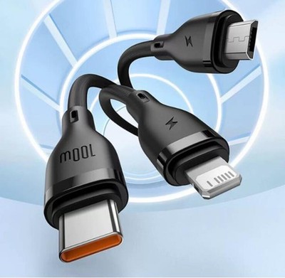 Baseus 100W 3in1 Fast Charging Cable for iphone 17 16 android Type-C 1.3m 3.5A