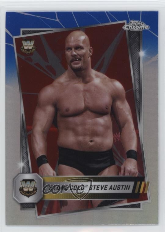 2025 Topps Chrome WWE Red & Blue Refractor Stone Cold Steve Austin #6 HOF