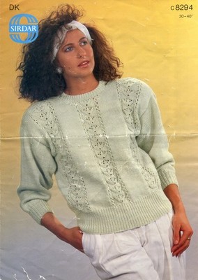 Sirdar 8294 Damen Pullover DK 30-40'' Vintage Strickmuster