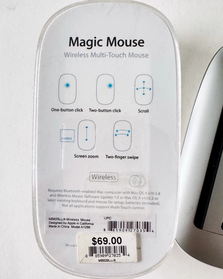 Genuine Apple Bluetooth Magic Mouse Wireless Model A1296 MB829LL/A iMac Mac Mini - Image 3 of 4