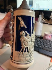 Lidded Stein with Germany Inn Scene, Mettlach Style Decoration