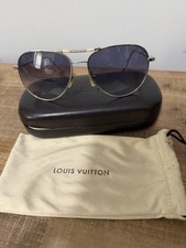 Louis Vuitton Aviator Sunglasses Silver Metal Frame Gray Gradient Lenses