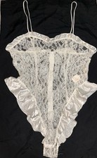 Vintage Victoria  s Secret Gold Label Lace Teddy Bodysuit Ivory Lingerie L