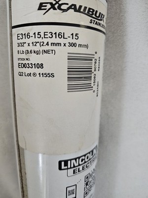 Stainless Steel Welding Rod, Excalibur, E316-15, 3/32, 12 inch, ED033108