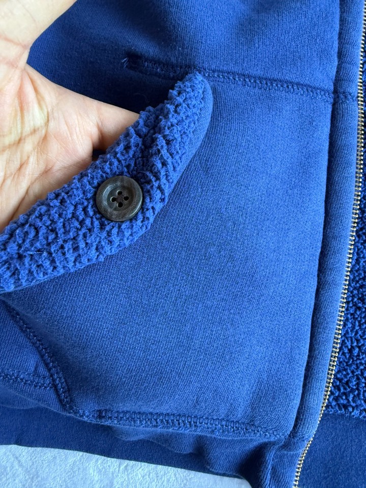 J. Crew Sherpa Fleece Hoodie XL Blue Full Zip Jacket Gorpcore Indie ...