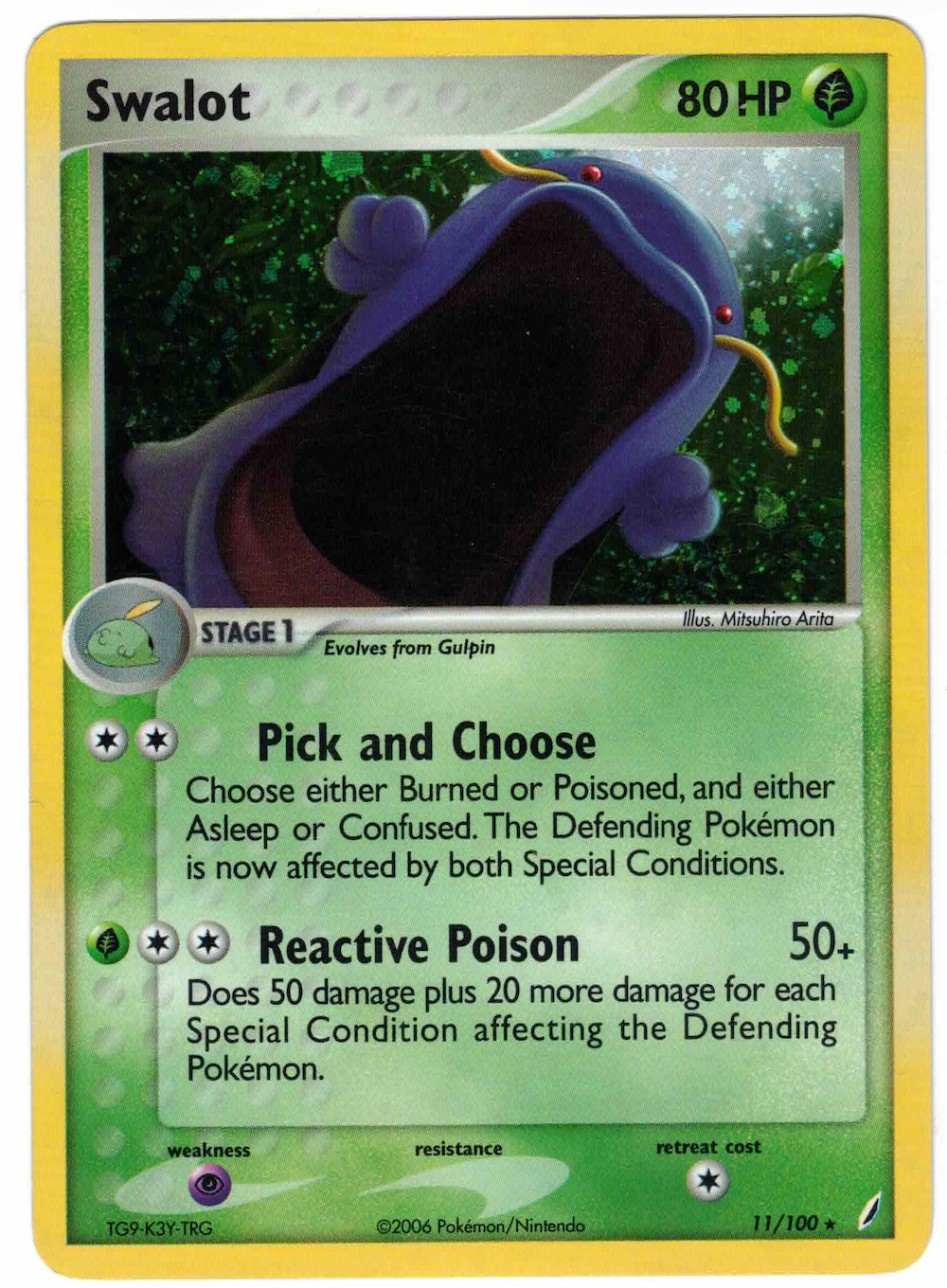 Swalot 11/100 EX Crystal Guardians Rare Holo Pokemon Card