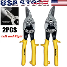 2Pcs Aviation Snip Set -Left and Right Cut Offset Tin Cutting Shears New