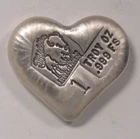 1oz .999 Fine Silver Bison Bullion Poured Heart Bar