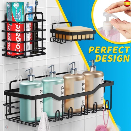 Laimew Paquete de 5 Estanteria Ducha, Organizador Baño sin Taladro, de Acero - Imagen 2 de 6