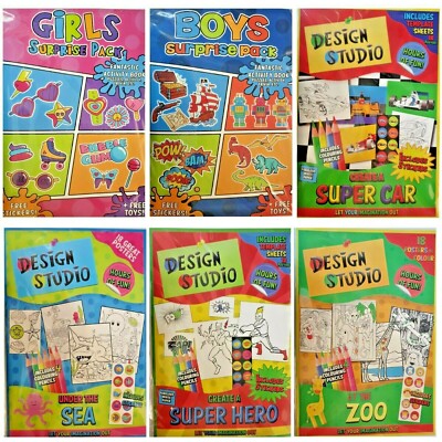 Junge Mädchen Ausmalbilder Activity Pack Kinder Zoo Autos Party Spaß Aufkleber Party 