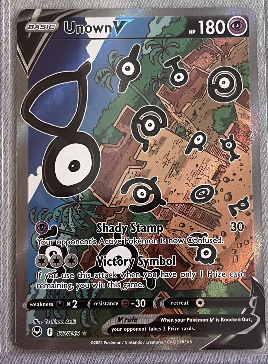 Unown V 177/195 Near Mint Pokemon Silver Tempest Alternative Full Art Ultra  Rare