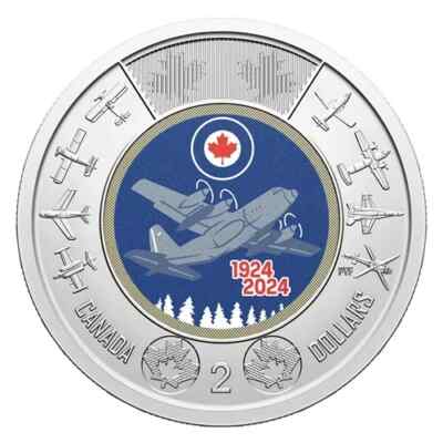 2024 CANADA $2 DOLLAR COLOURED BU ROYAL CANADIAN AIR FORCE RCAF TOONIE COIN
