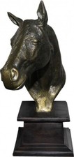 Casa Padrino statua lusso cavallo su base legno oro antico h 39 cm scultura 