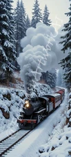 Winter Train - Digital Picture Phone Background AI Art, 5 images - #37