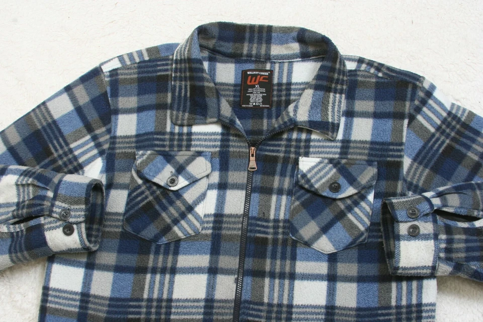Fleece Dress Shirt Long Sleeve Walnut Creek X-Large XL Polyester Blue Gray JKT5 - Image 2 of 4