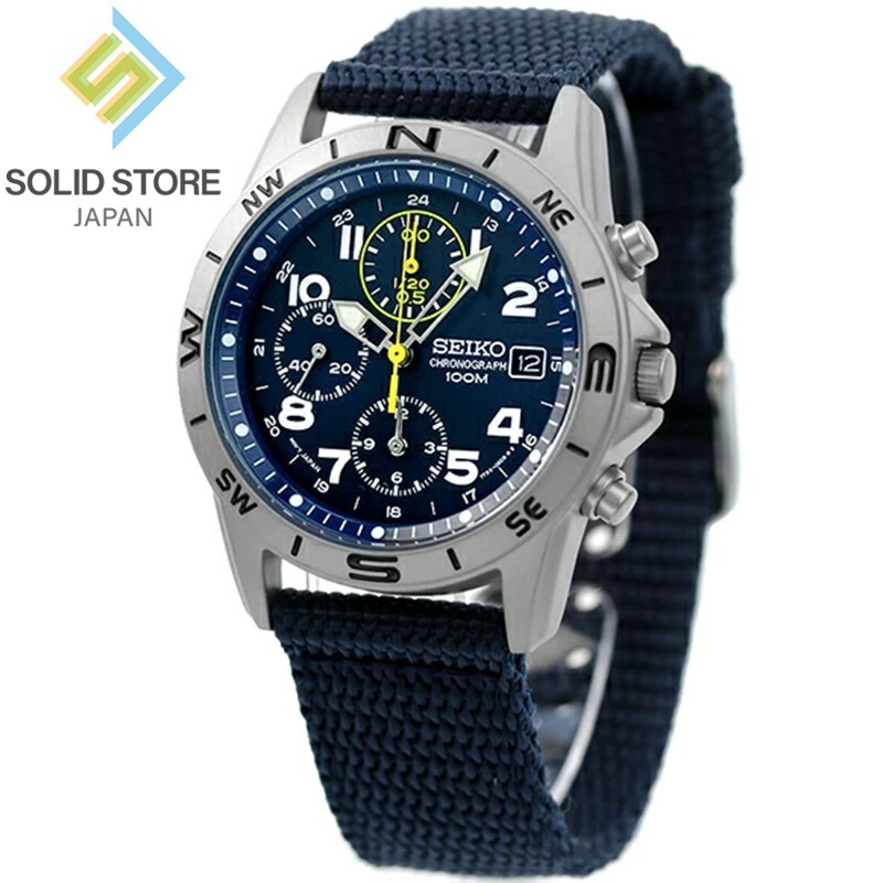 SEIKO SND379R クロノグラフ ネイビー 動作品 SEIKO Chronograph SND379R1 SND379R SND379 Watch Navy Dial Nylon
