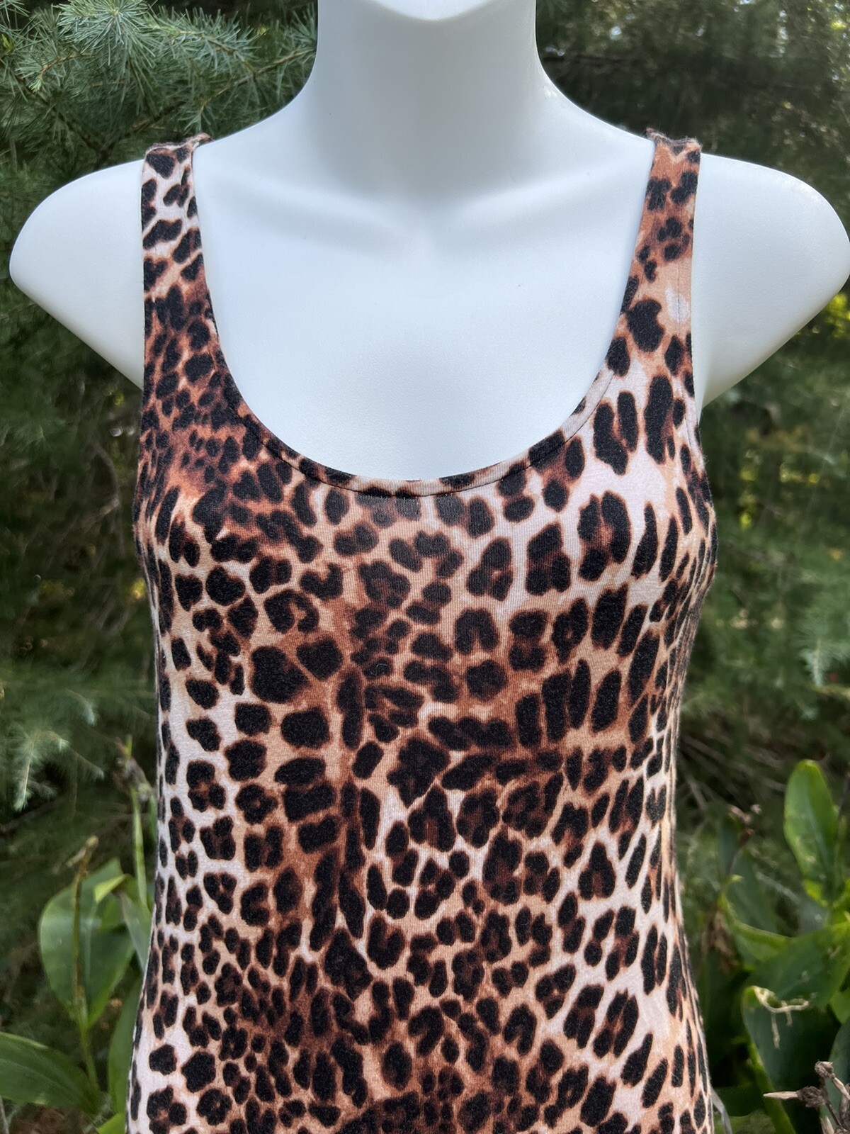 Basic H&M Size XS Viscose Leopard Cheetah Sleeveless Tank Top Womens Maxi Dress thumbnail 2