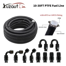 6AN-8AN-10AN Black Nylon E85 PTFE Fuel Line 10-30FT w/6 or 10 Fittings Hose Kit