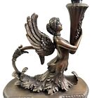 Antiques Roadshow Dale Tiffany Bronze Winged Mermaid Electric Table Siren Lamp