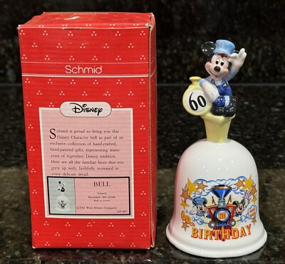 Vintage Disney Mickey Mouse & Minnie 60th Birthday Bell 1928-1988 By Schmid