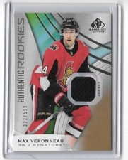 2019-20 UPPER DECK SP GAME USED MAX VERONNEAU AUTHENTIC ROOKIES JERSEY 323/599