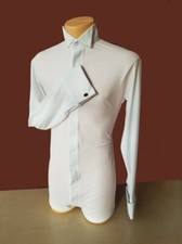 WING COLLAR STRETCH SHIRT BUILT ON SHORTS WHITE FOR BALLROOM DANCE EVENING SHIRT