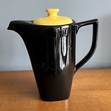 Vintage Lord Nelson Ware Black And Yellow Coffee Tea Pot 1950s Please Read