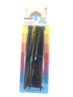 RAINDRIP Low Flow Rotary Sprinklers & 8'' Stakes R175C-3 Sets/ Card