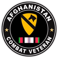 Afghanistan Combat Veteran Bumper Sticker Military Vinyl Soldier Decal 5"