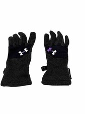 Under Armour Youth Infrared Fleece Insulated Storm Gloves YSM Grey Purple Logo