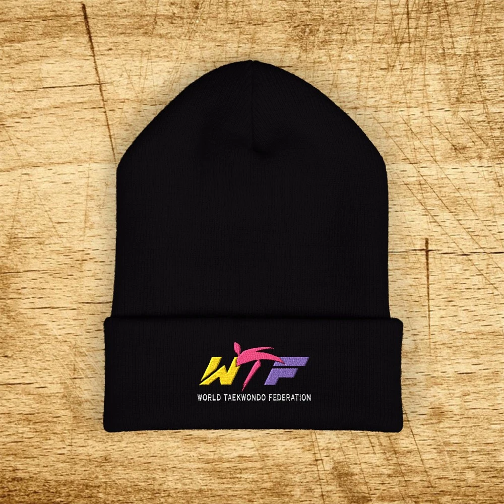 WTF Taekwondo Embroidered Classic Winter Black Beanie Hat