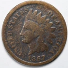 1867 Indian Head Penny Cent Good (G) Details