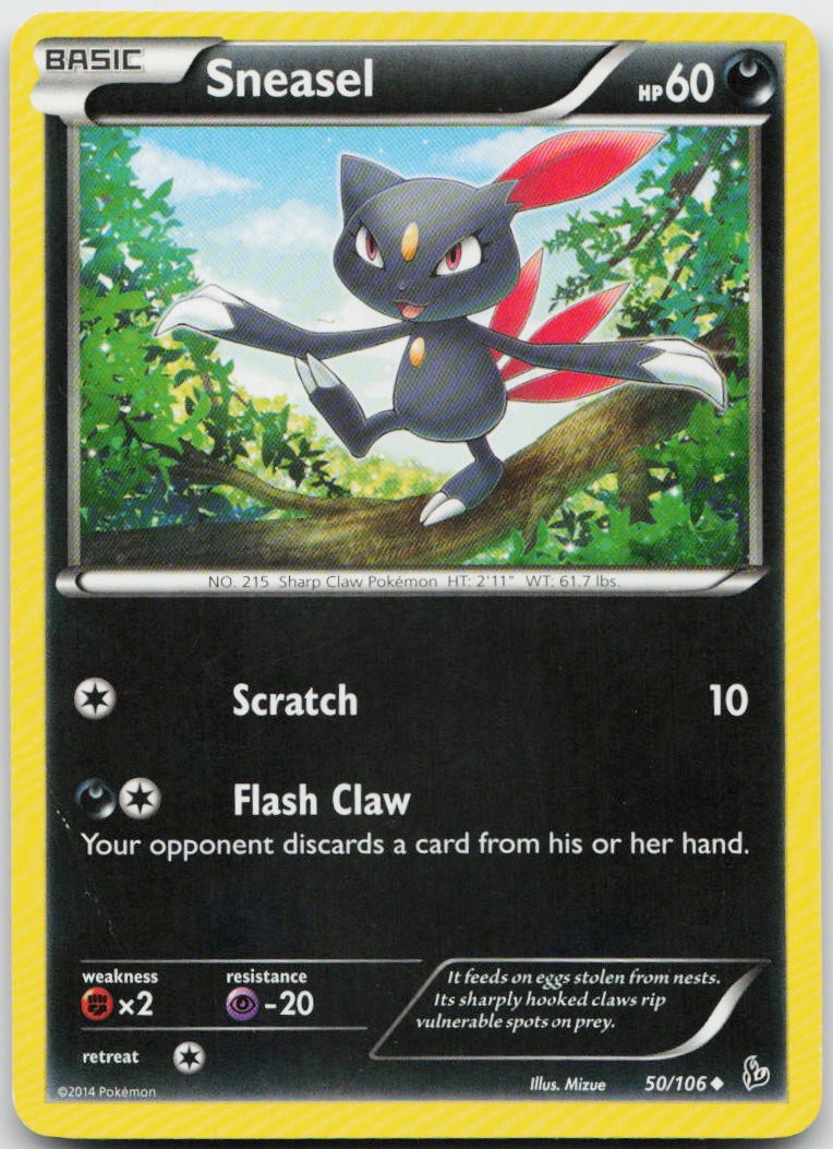 Sneasel 50/106 Uncommon Flashfire Pokemon Near Mint