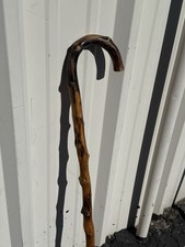 Handmade Wooden C Cane Walking Stick Brown Outdoor for Adults Seniors