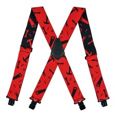 Men's 2 Inch Wide X-Back Style Elastic Black Suspenders with Heavy Duty Clips...